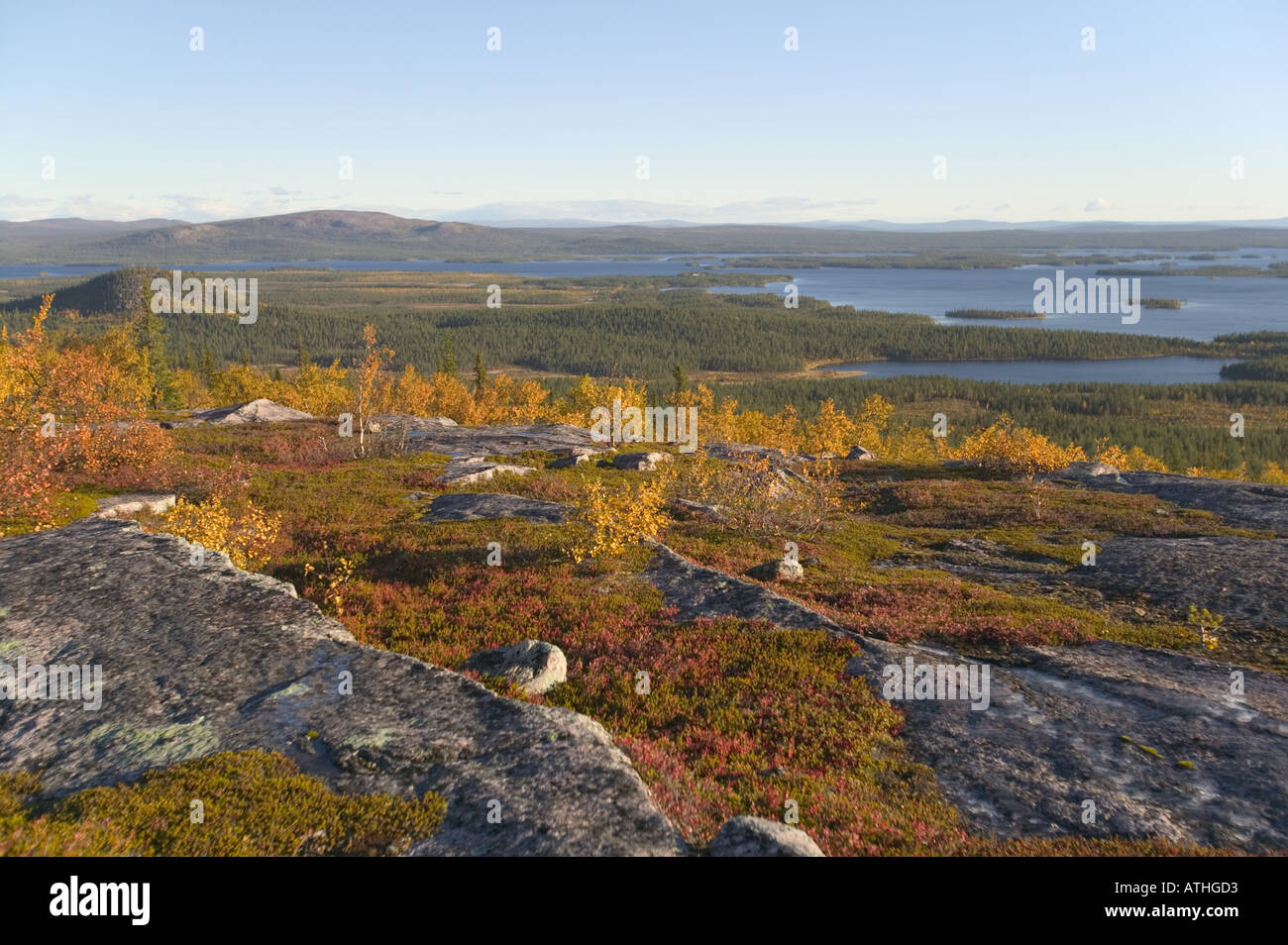 An autumn view from the slopes of Mt Jarre towards Padjelanta National Park Laponia nr Jokkmokk Lapland Sweden Stock Photo