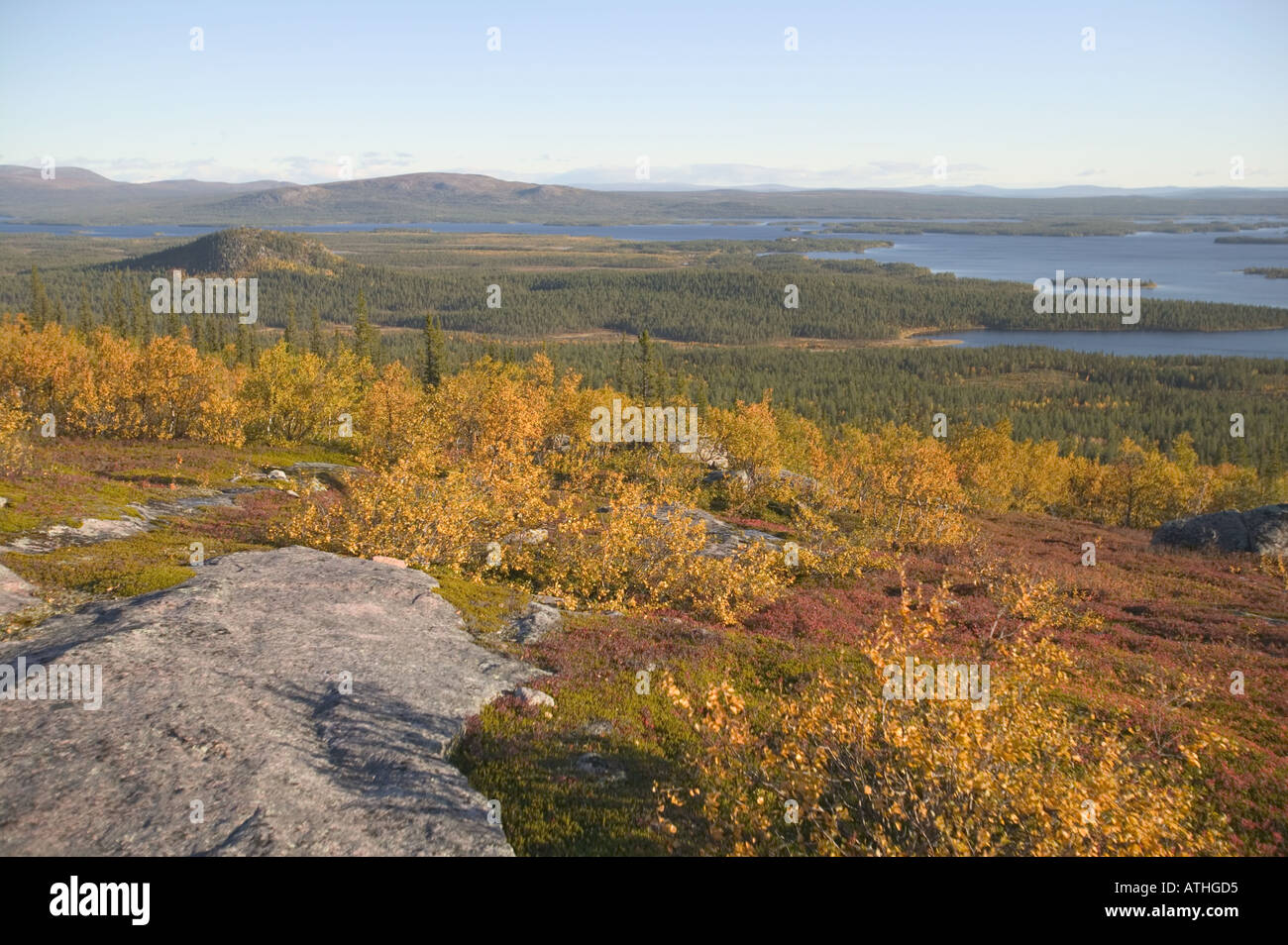An autumn view from Mt Jarre towards Padjelanta National Park Laponia nr Jokkmokk Lapland Sweden Stock Photo