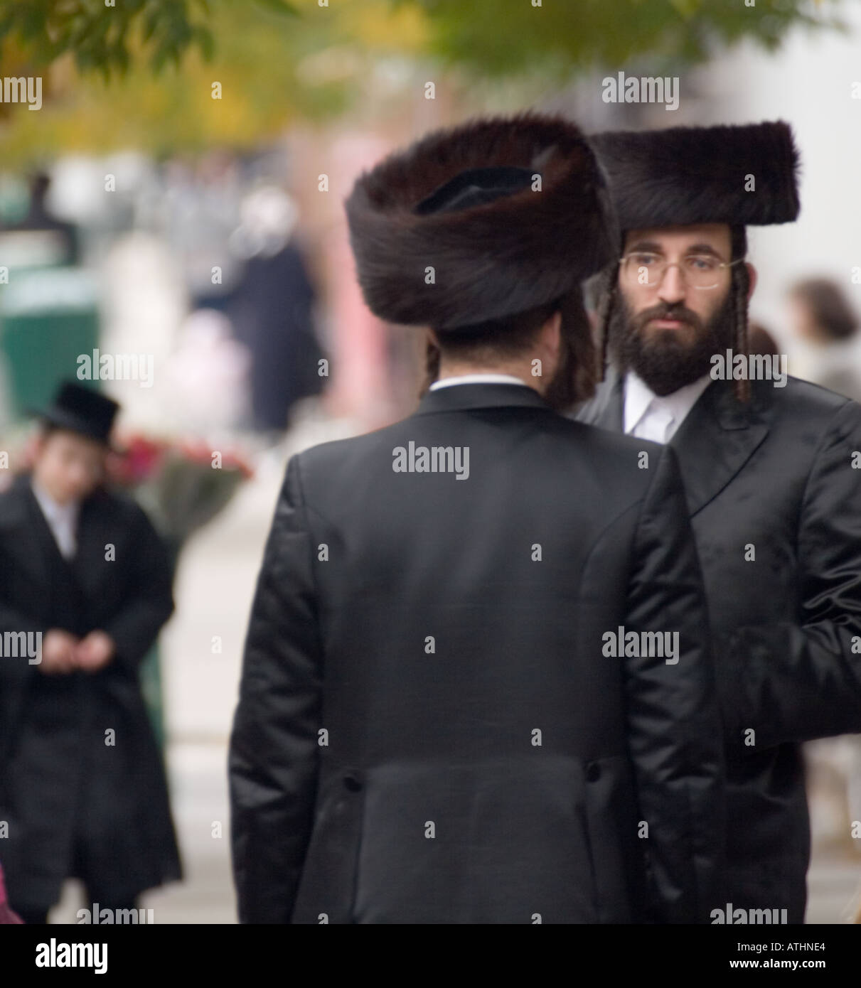 Hasidic families last day of Sukkoth Williamsburg Brooklyn NYC New York Stock Photo