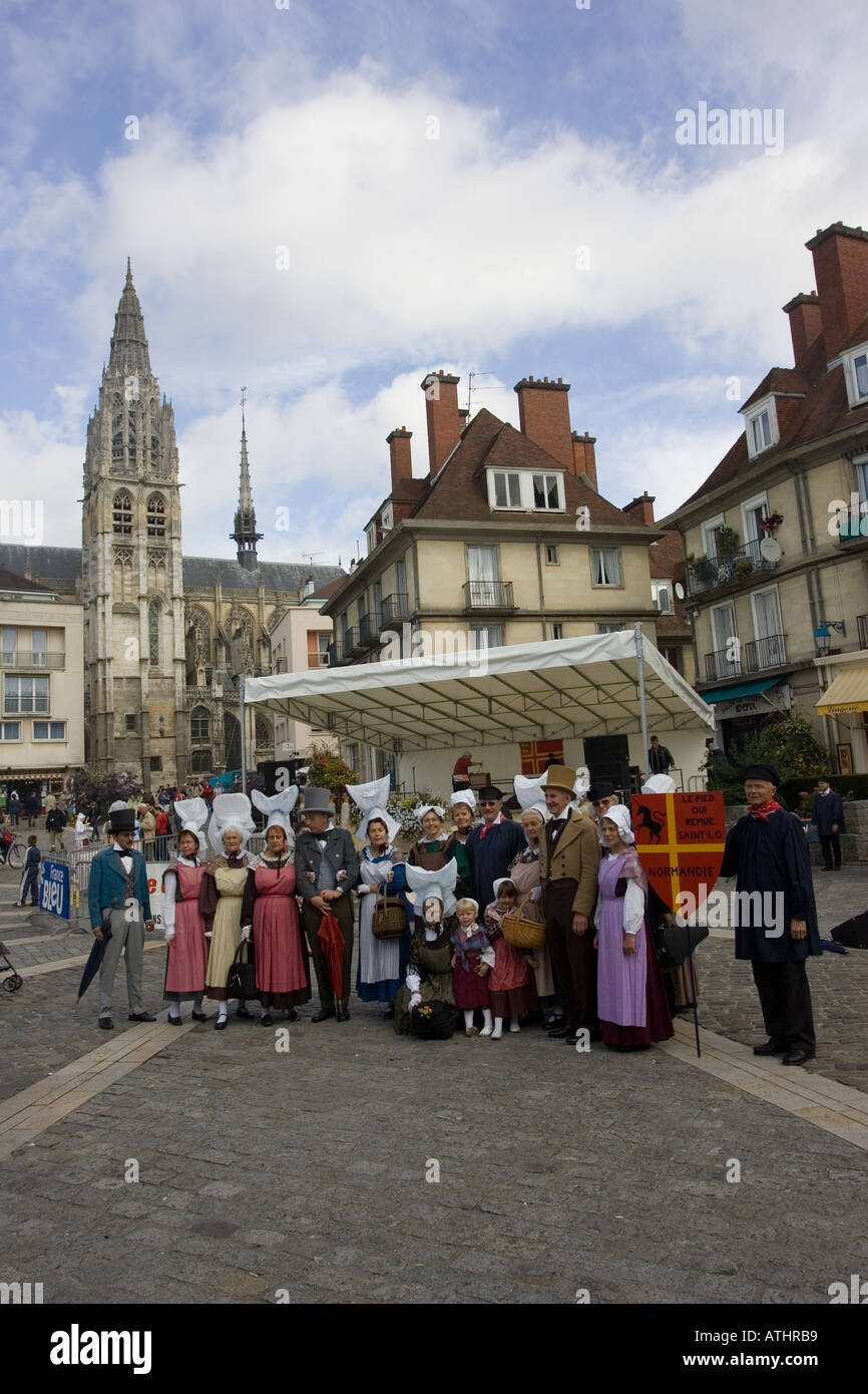 French folk in traditional dress in town square Cider Fete Caudebec en Caux  on River Seine near Lillebonne France Stock Photo - Alamy