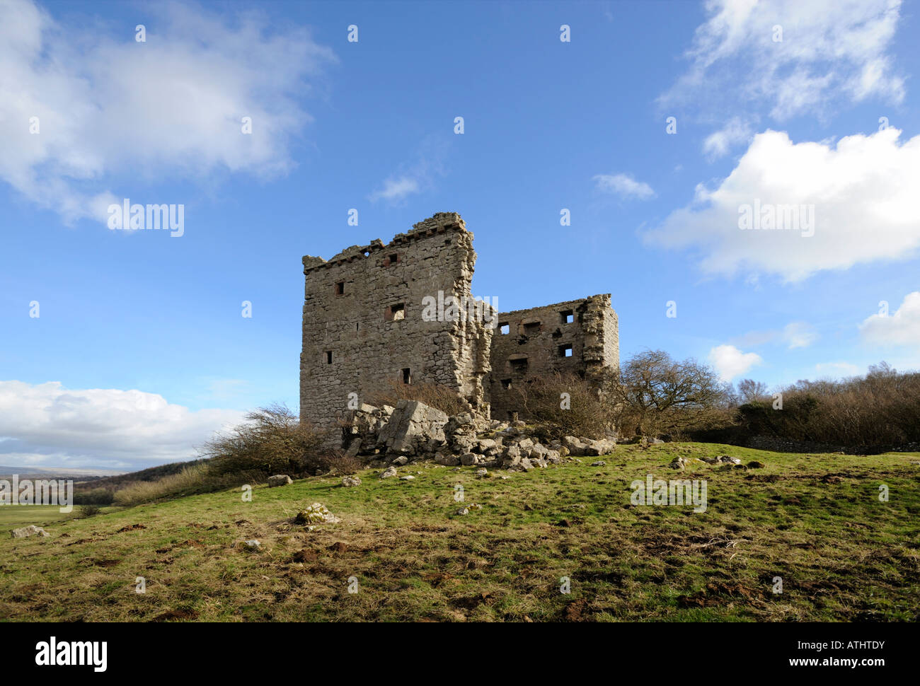 Arnside Tower, 13th.-14th. Century pele tower. Arnside, Cumbria, England, United Kingdom, Europe. Stock Photo