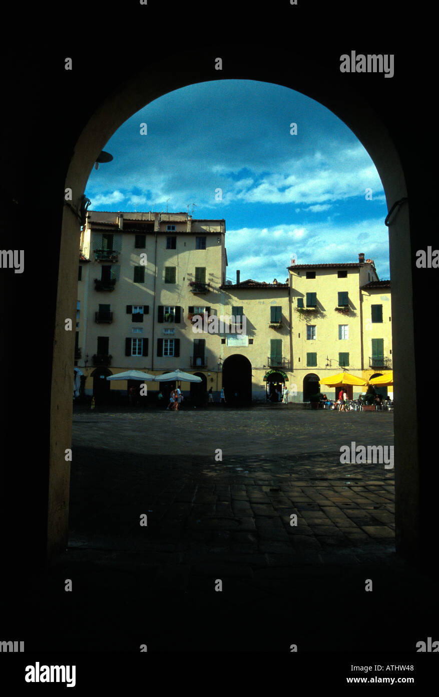 A gateway to the Anfiteatro Romano, Lucca, Italy. Stock Photo