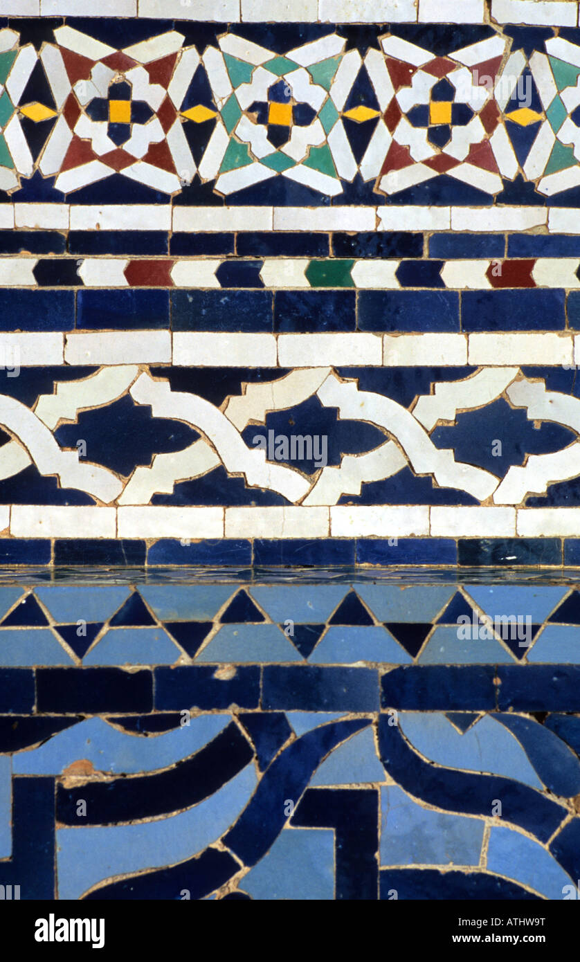 Moroccan tilework, Fes Medina Stock Photo