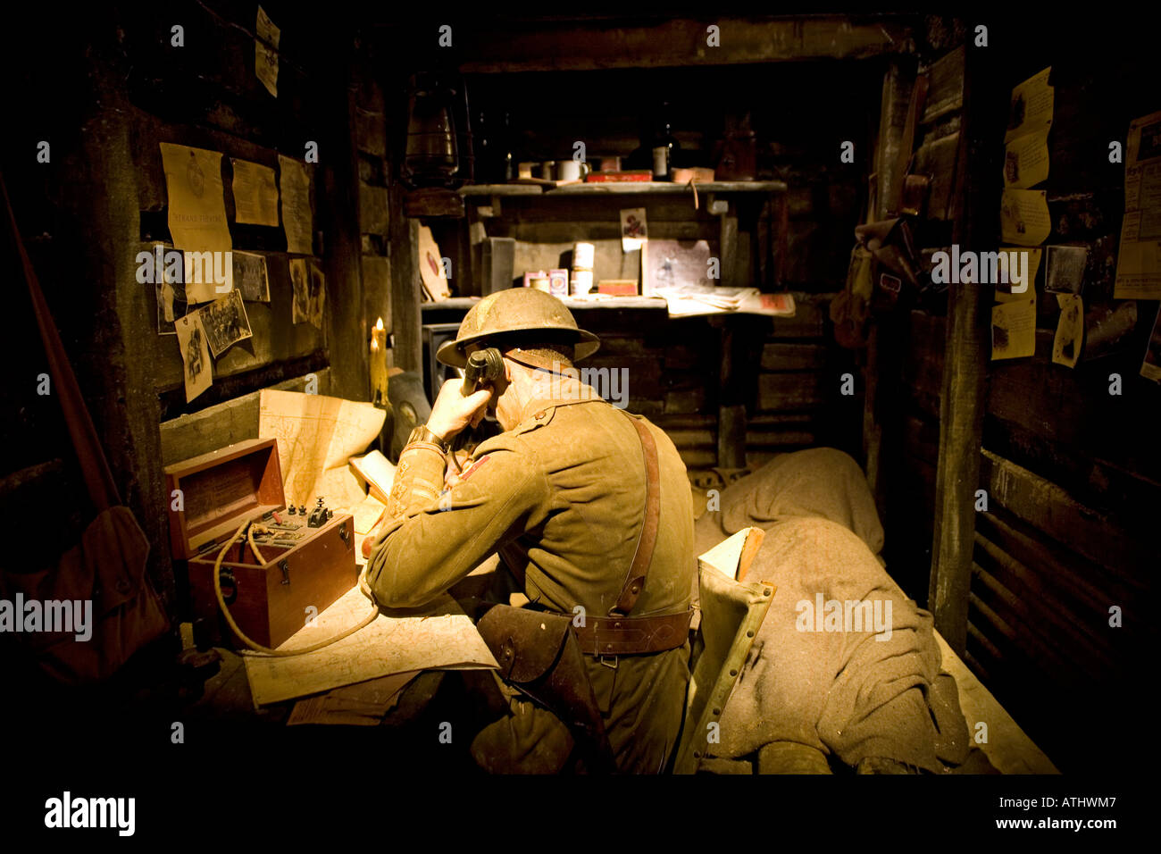 Recreation of a British WW1 trench at the Imperial War Museum in London Stock Photo