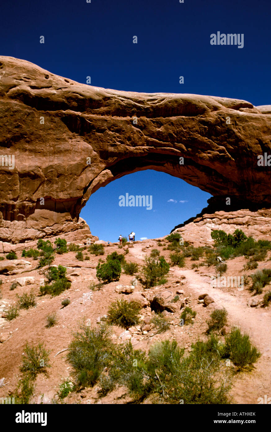 UT Utah Arches National Park South Window Arch rock formations erosion ...