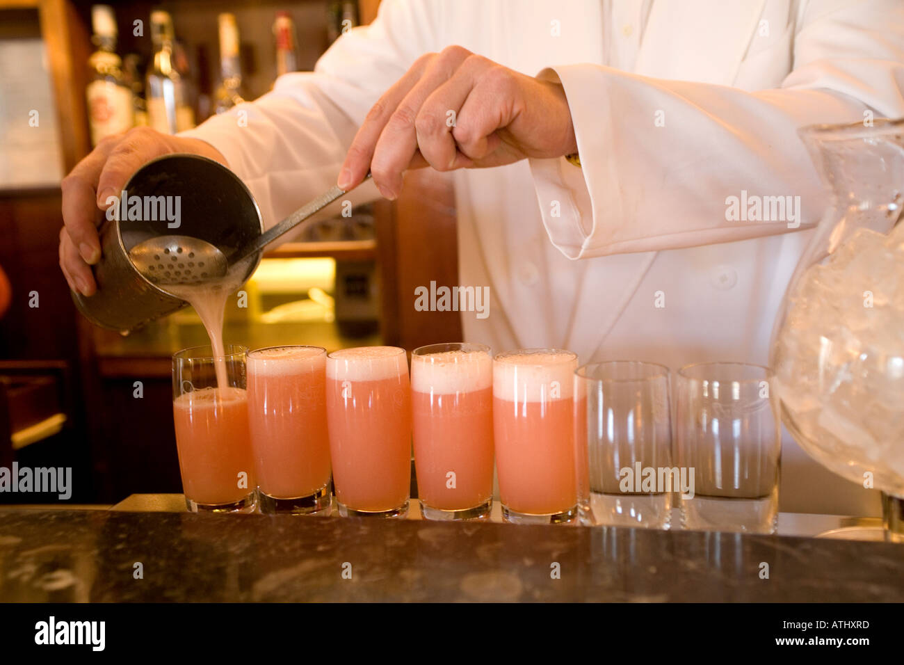 The Bellini aperitif at Harry's Bar in Venice Italy where it was invented  Stock Photo - Alamy
