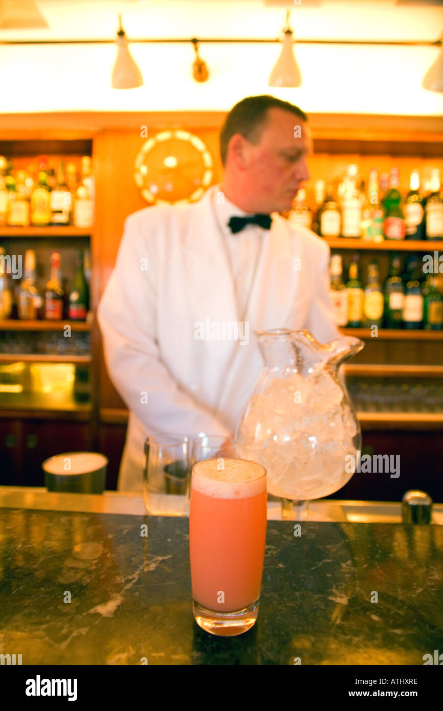 The Bellini aperitif at Harry's Bar in Venice Italy where it was invented Stock Photo