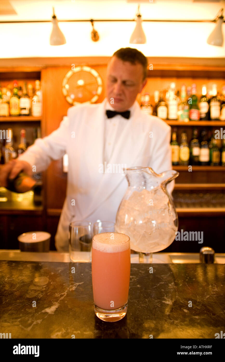 The Bellini aperitif at Harry's Bar in Venice Italy where it was invented Stock Photo