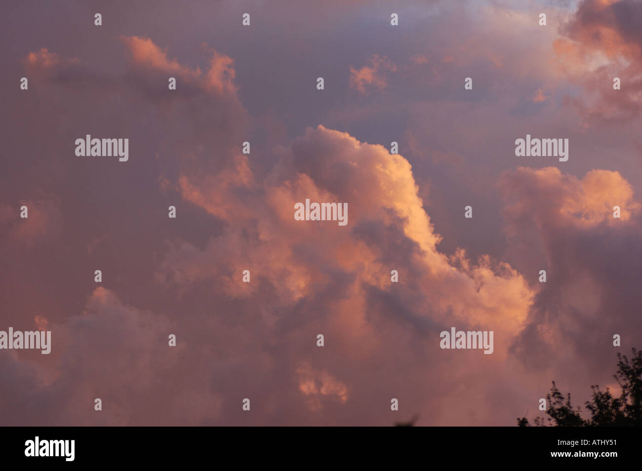 Clouds in a sun set blue and pink Stock Photo