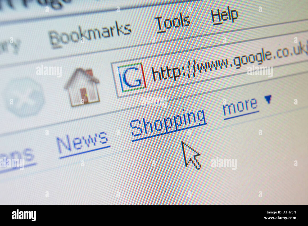 WEB SITE ON COMPUTER SCREEN SHOWING ON LINE SHOPPING Stock Photo