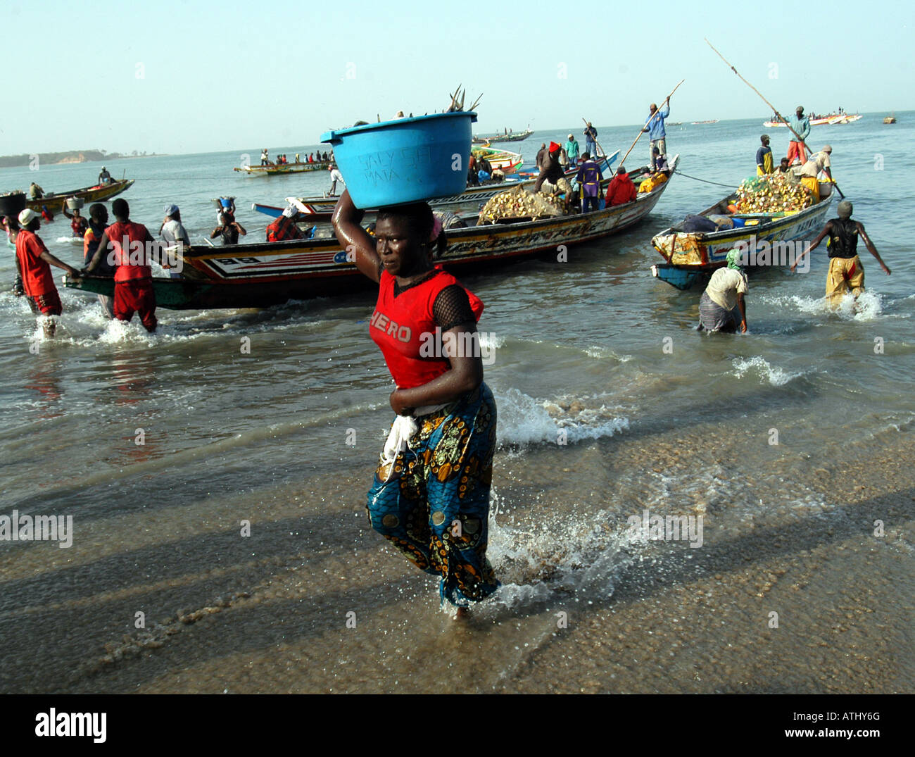 Tanji fishing village on the Atlantic Coast of The Gambia Stock Photo