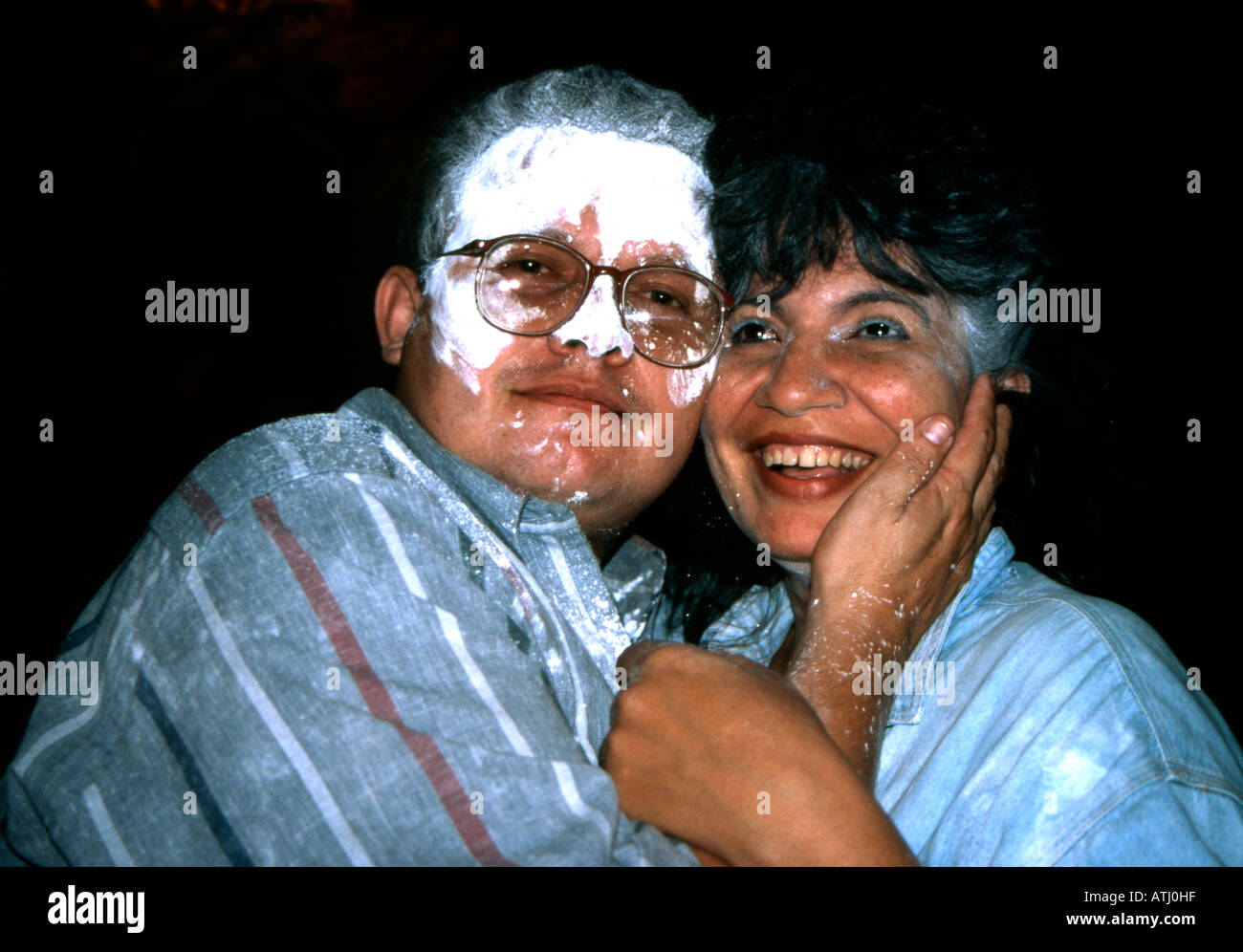 Fun-loving couple at music festival in Colombia Stock Photo