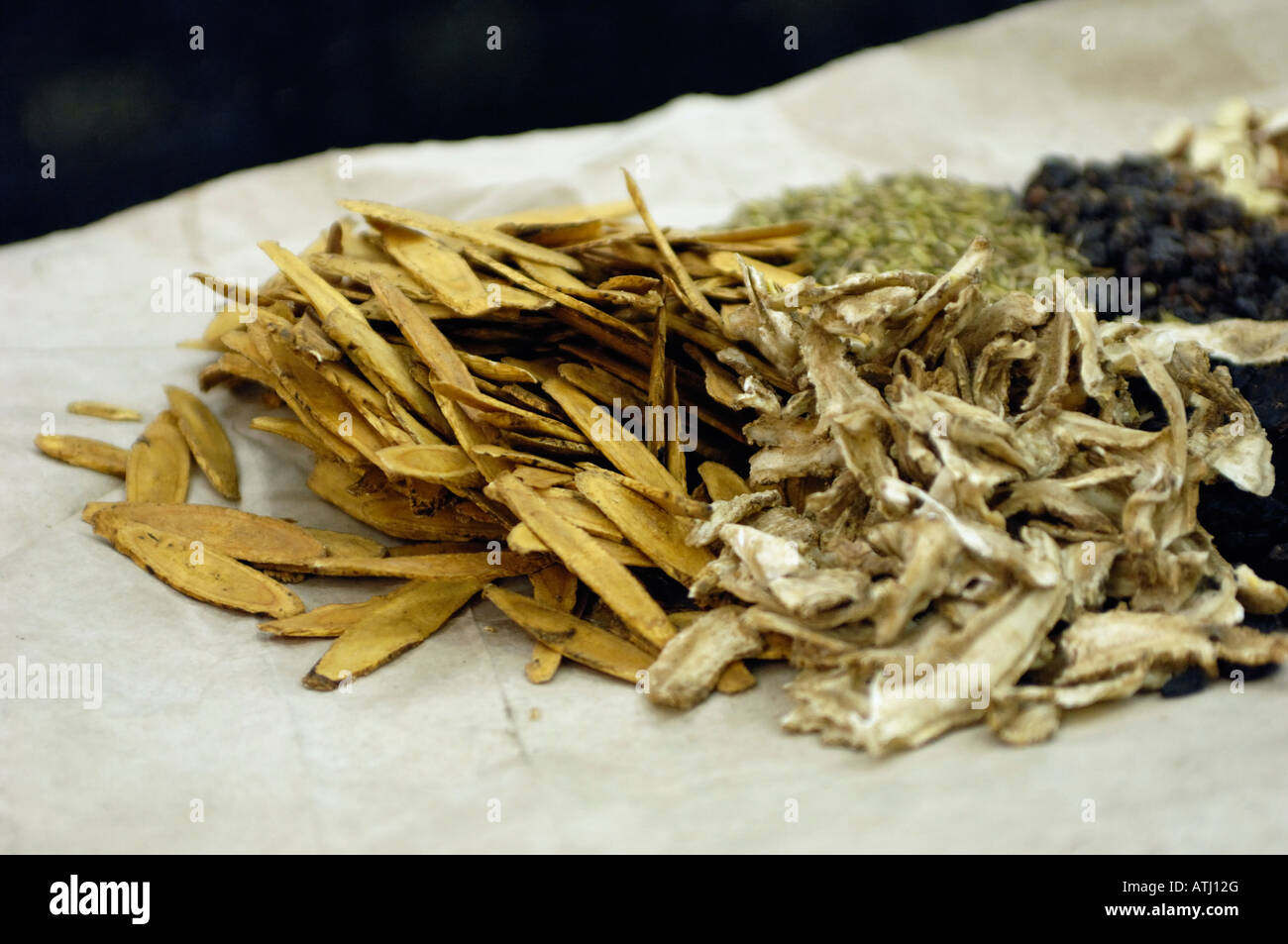 Chinese traditional medicine herbs in Baitasi pharmacy, Beijing, China. 26-Feb-2008 Stock Photo