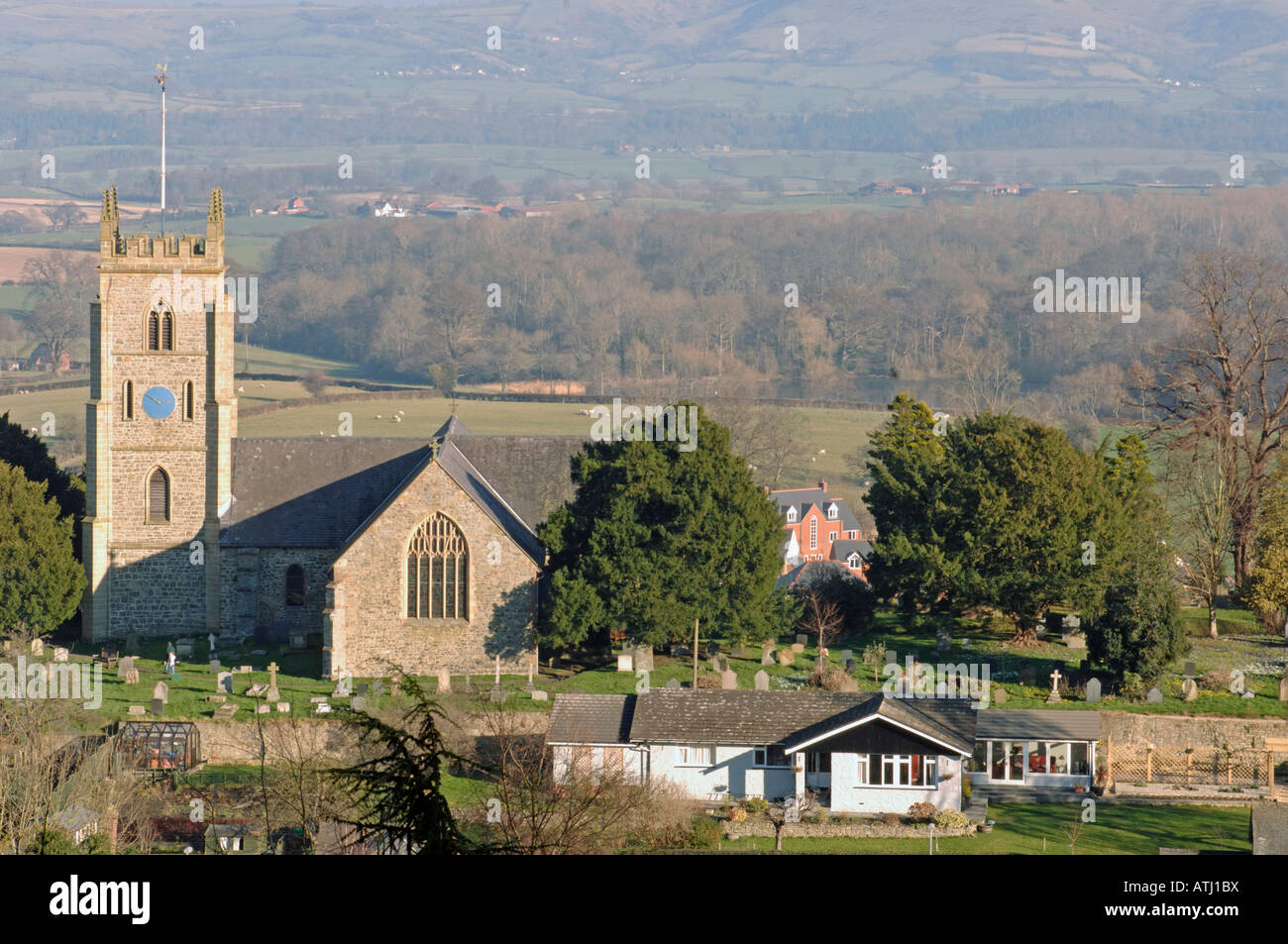 Parish church of St Nicholas Montgomery Powys Wales Stock Photo