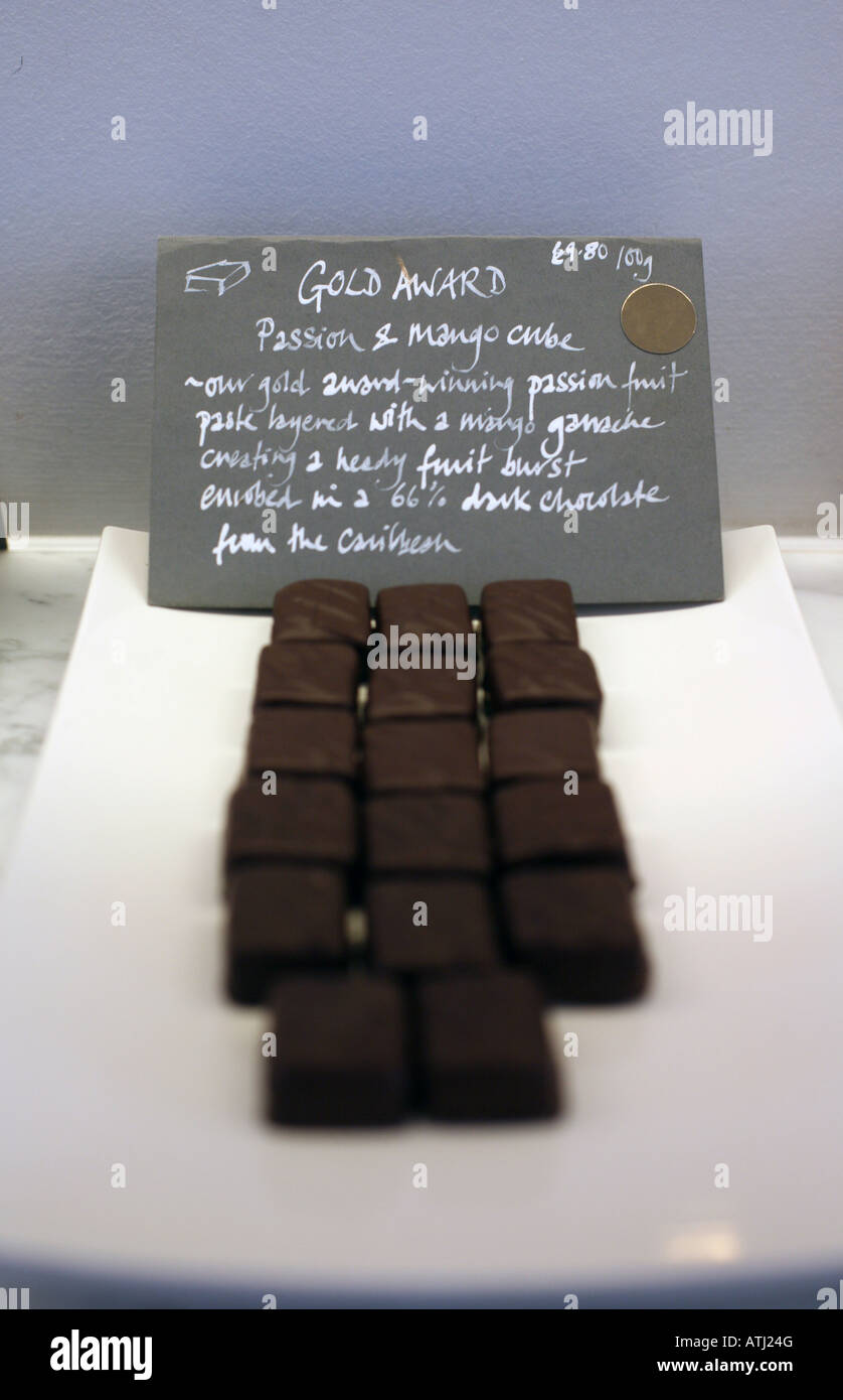 Passion and Mango Cube in Melt, Speciality Chocolate shop in Ledbury