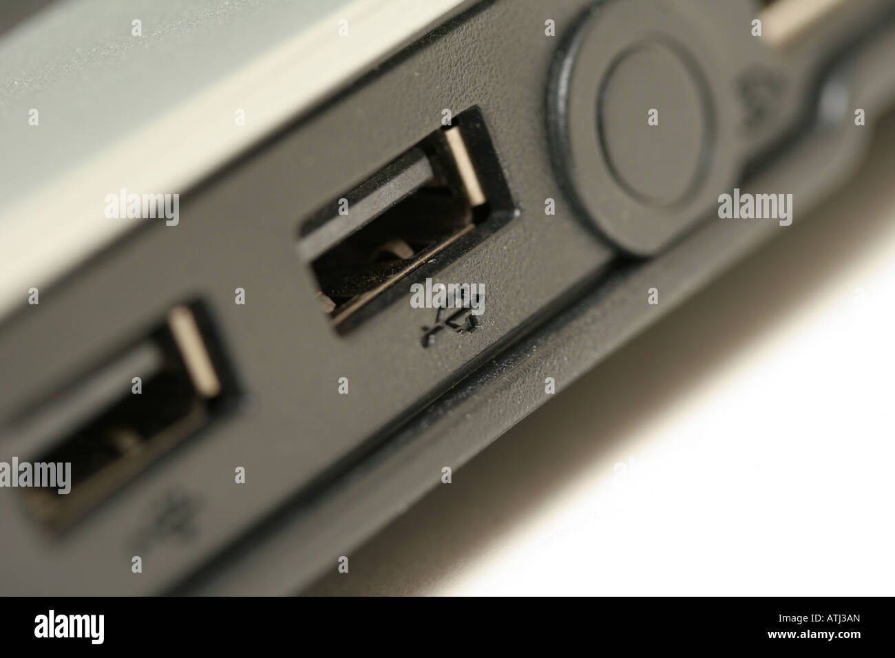 Close up of usb port on laptop computer Stock Photo