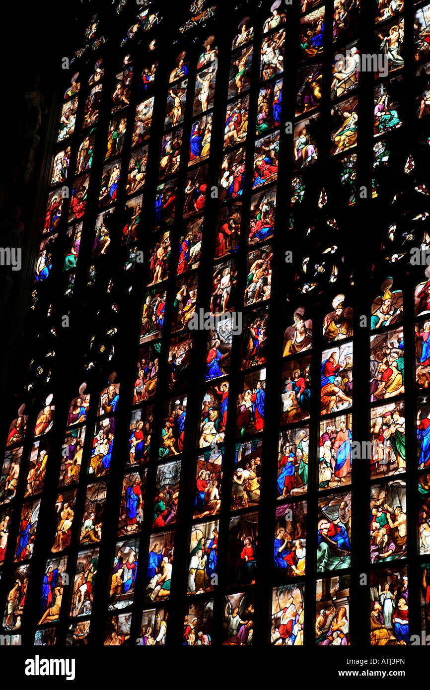 Stained glass windows inside Duomo The third largest Cathedral in the