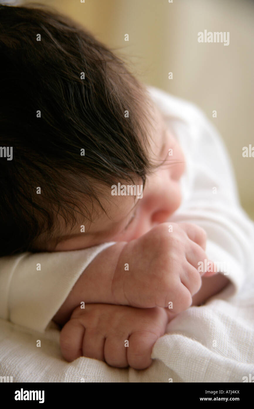 Two week old baby sleeping Stock Photo Alamy