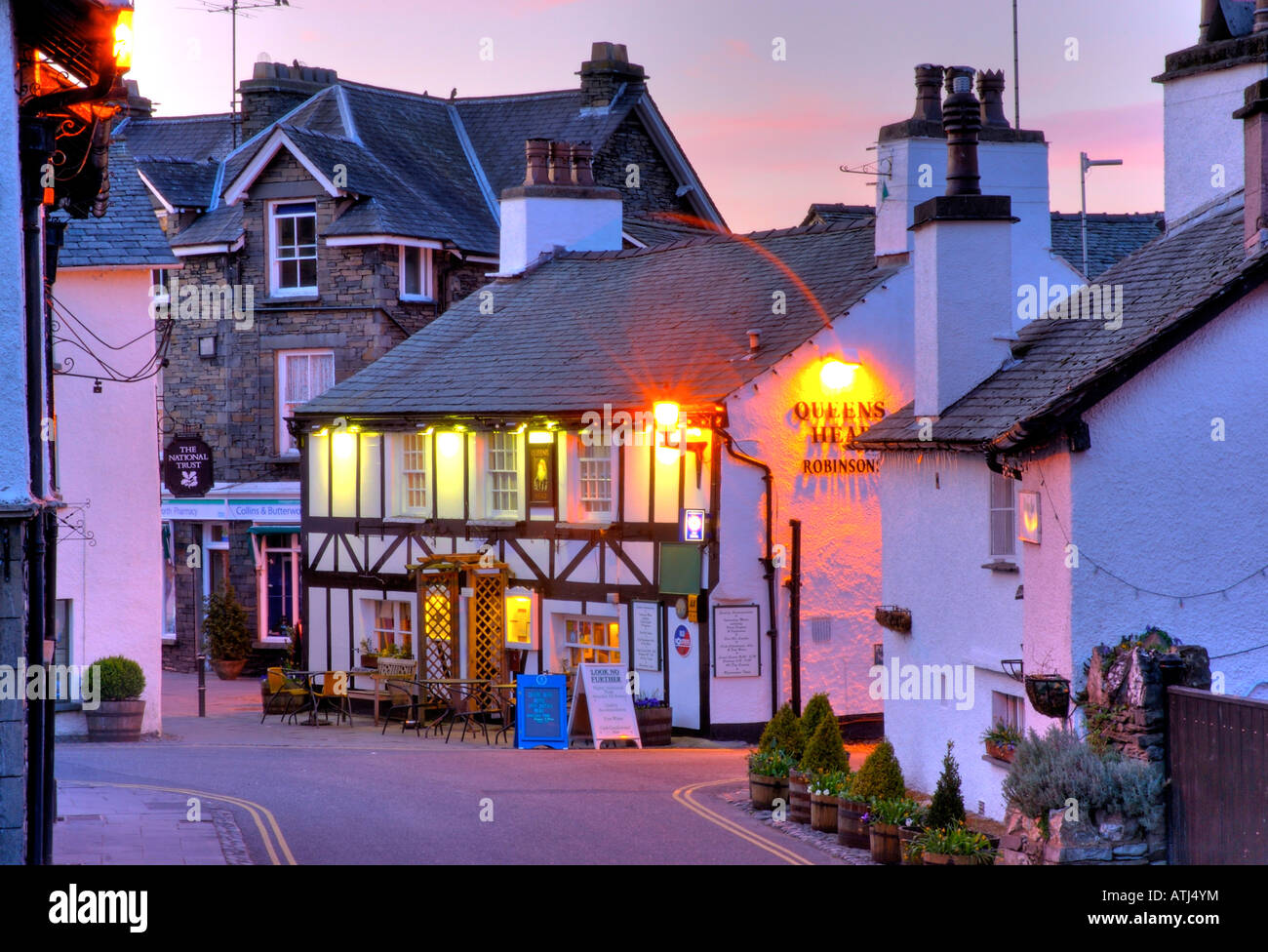 Twilight at Hawkshead, Lake District National Park, Cumbria UK Stock