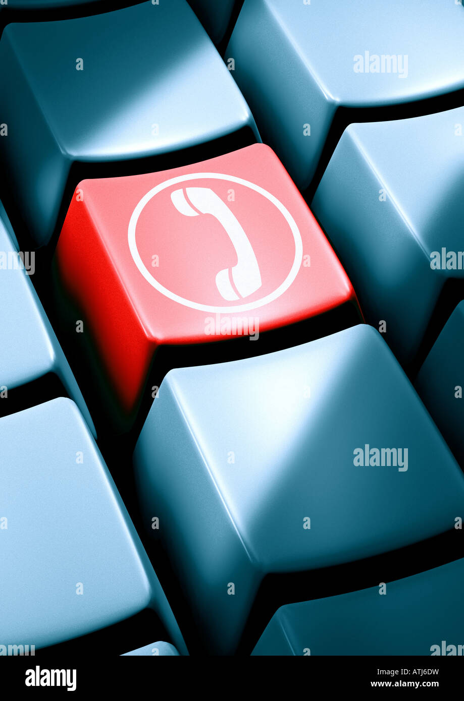 phone symbol on key Telefonsymbol auf Taste Stock Photo