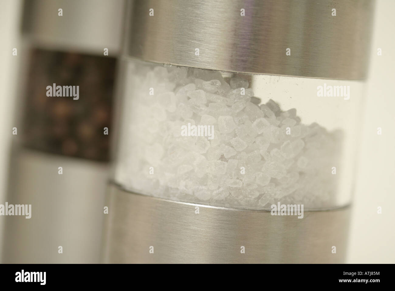 Salt crystals in grinder Stock Photo Alamy