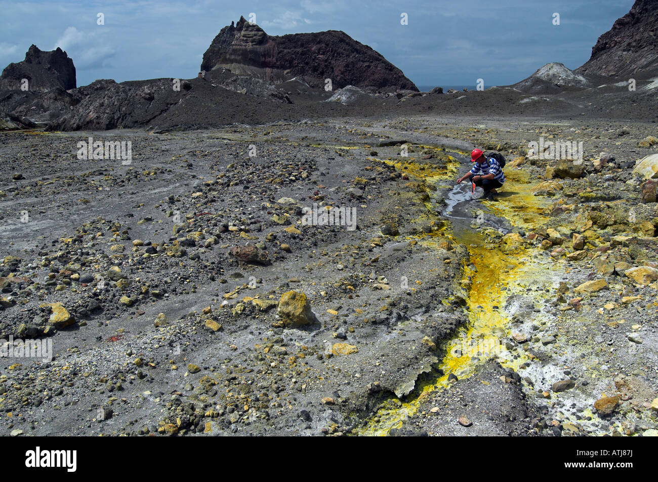 Sulphur deposits on White Island volcano Stock Photo Alamy
