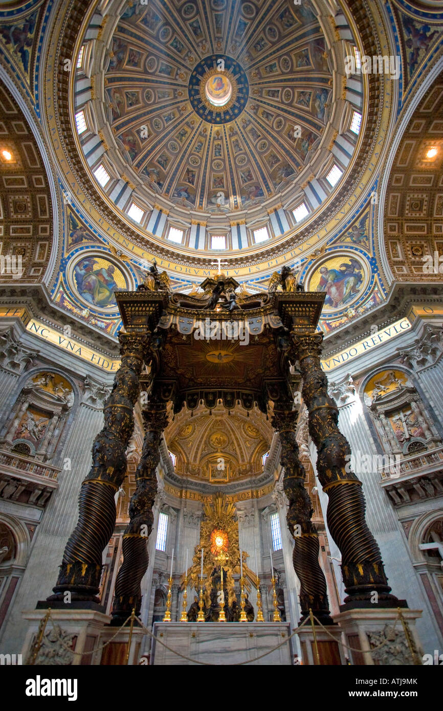 Detail of Bernini s Baroque baldachin St Peter s Basilica Rome Italy ...