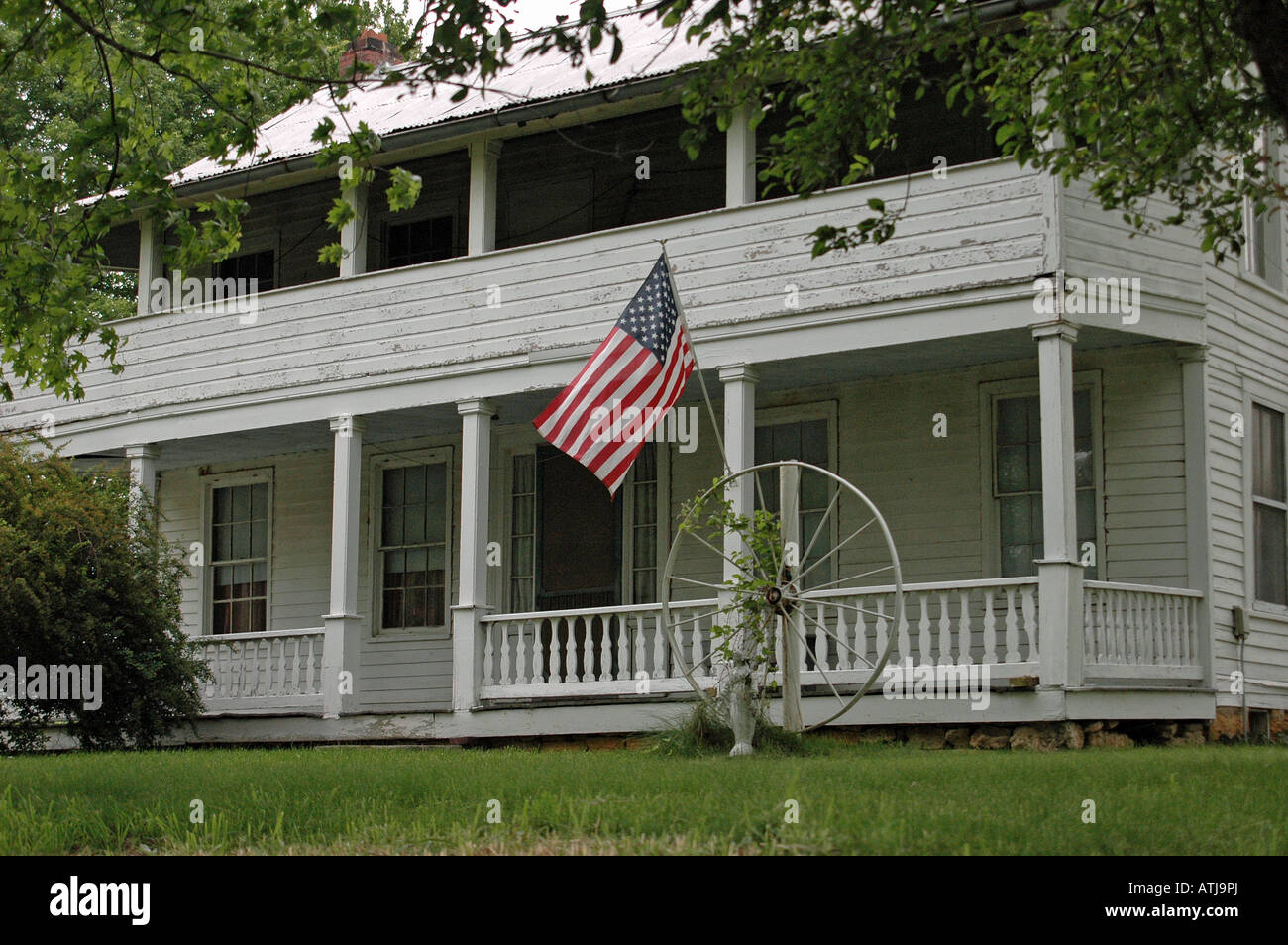 Stately white farm house with porch Batchtown Illinois Stock Photo Alamy