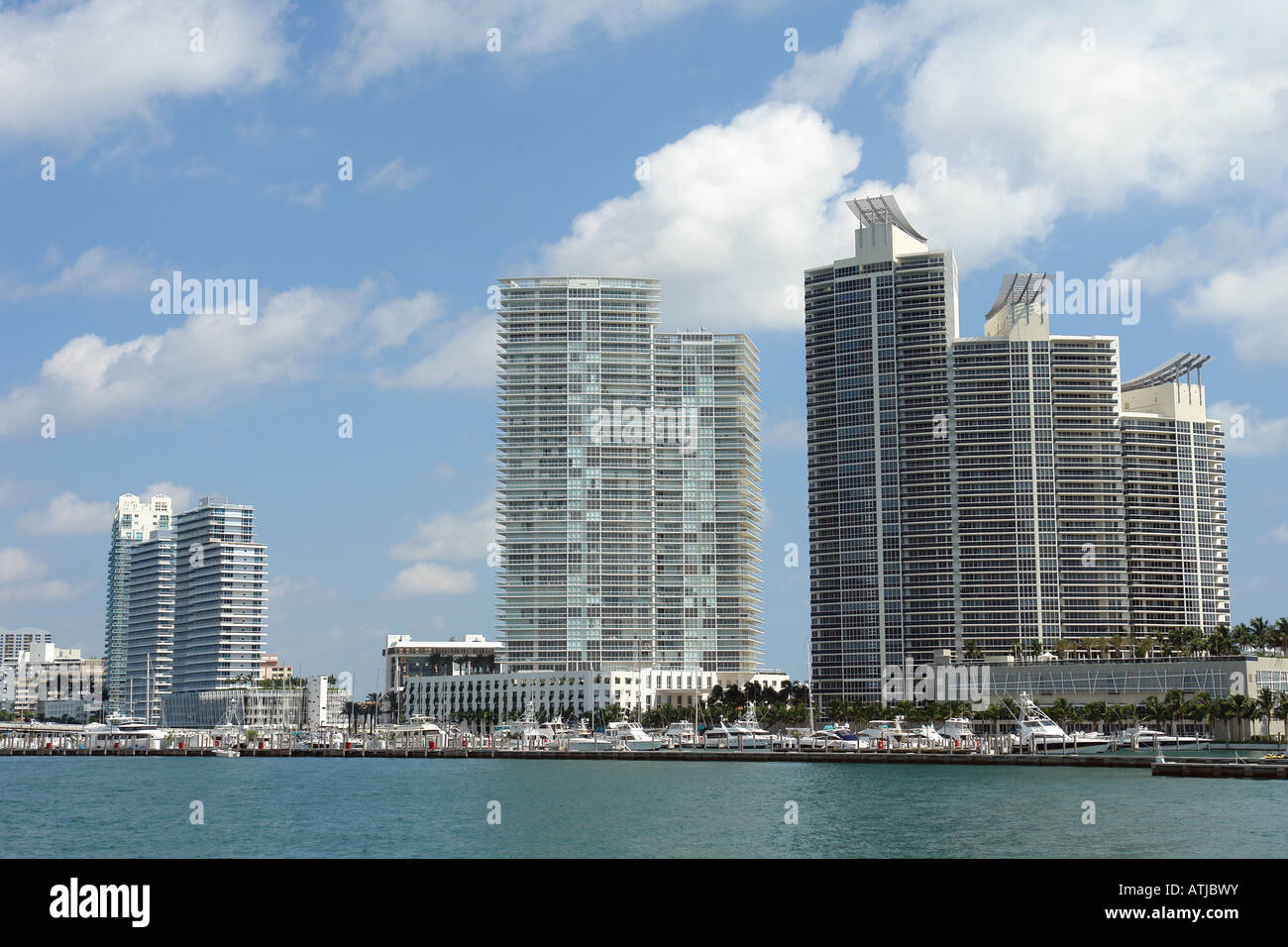 Skyscrapers against sky, low angle view at Miami, Florida, USA Stock Photo