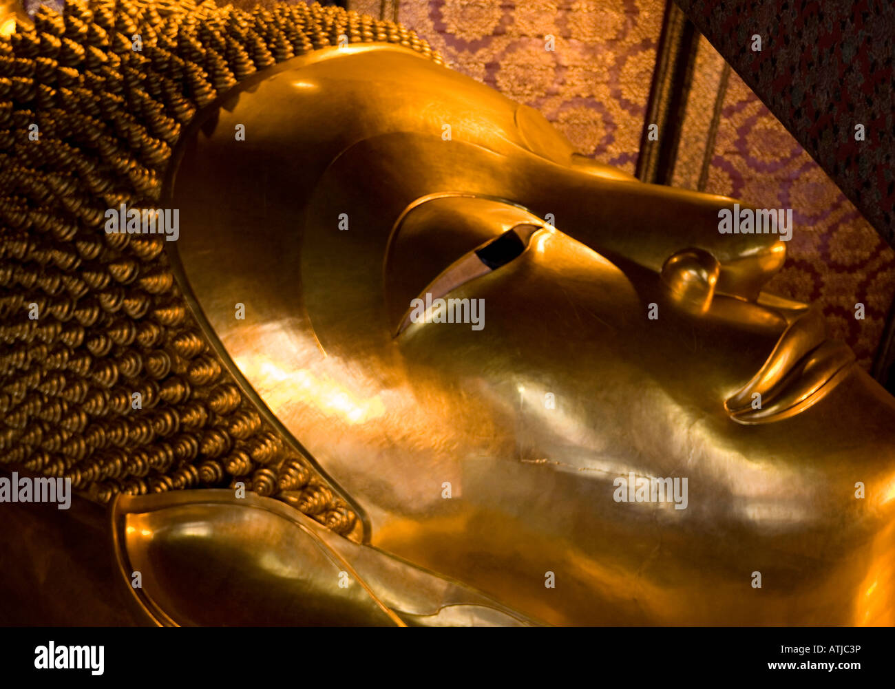 Reclining Golden Buddha Wat Po Bangkok Thailand South East Asia Stock Photo