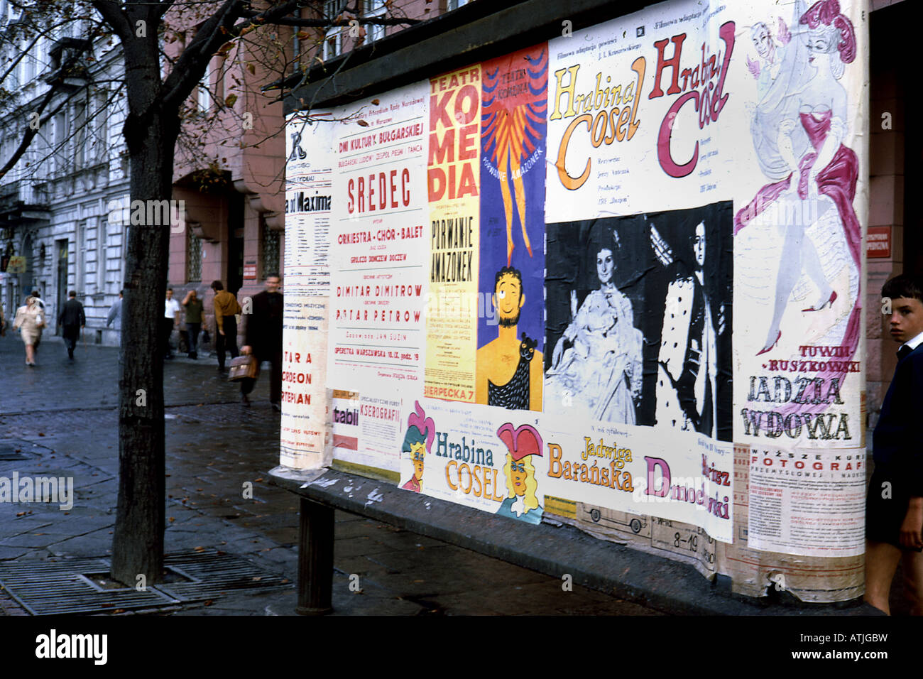 Posters on street in Prague former Czechoslovakia in 1968 Stock Photo