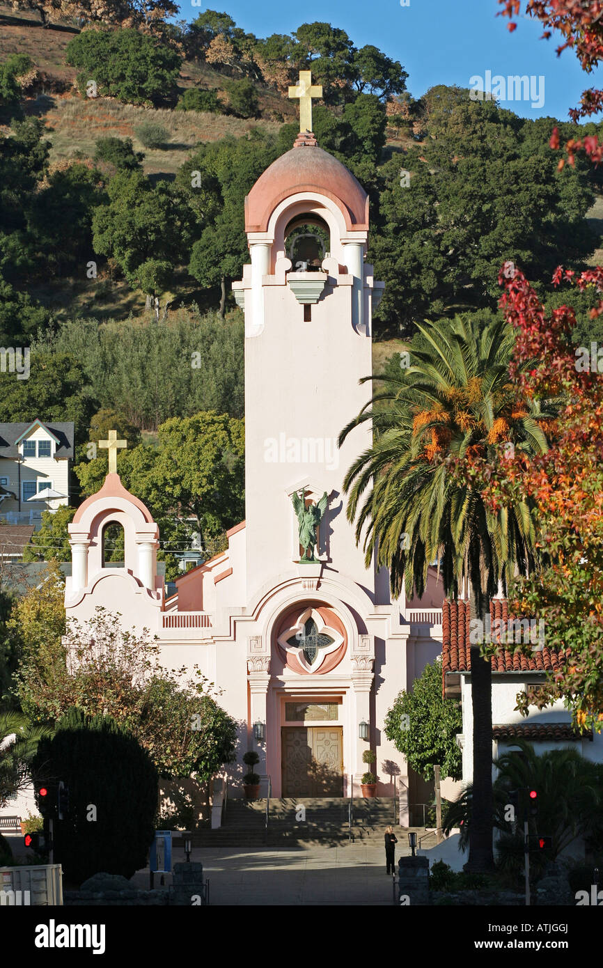 St Raphael Church is the most recognizable landmark in San Rafael, California. Stock Photo