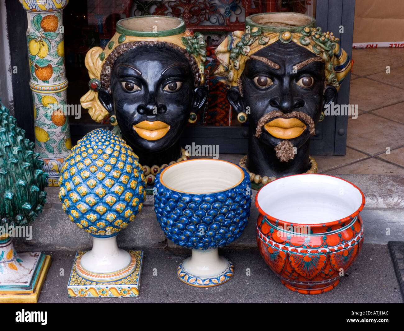 On Sicily a traditonal form of flower pot is in the shape of a head