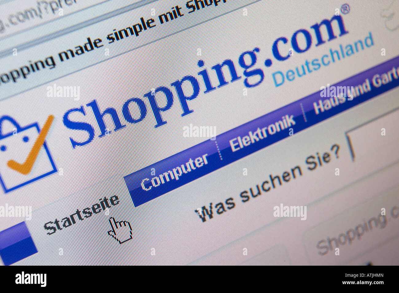 WEB SITE ON COMPUTER SCREEN SHOWING ON LINE SHOPPING Stock Photo