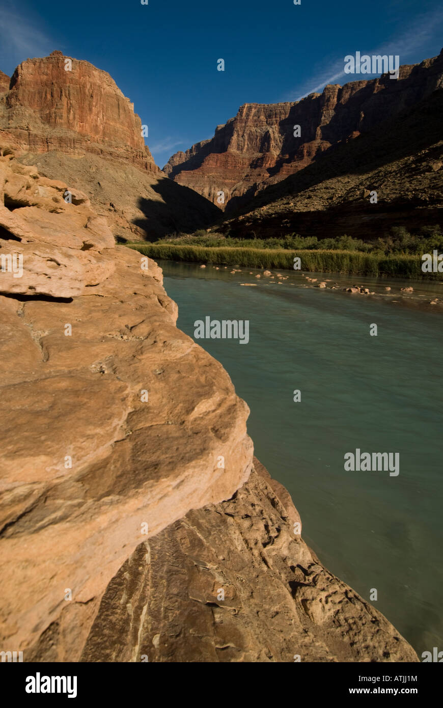 The blue waters of the Little Colorado River a tributary of the entering the Grand Canyon National Park Arizona Stock Photo