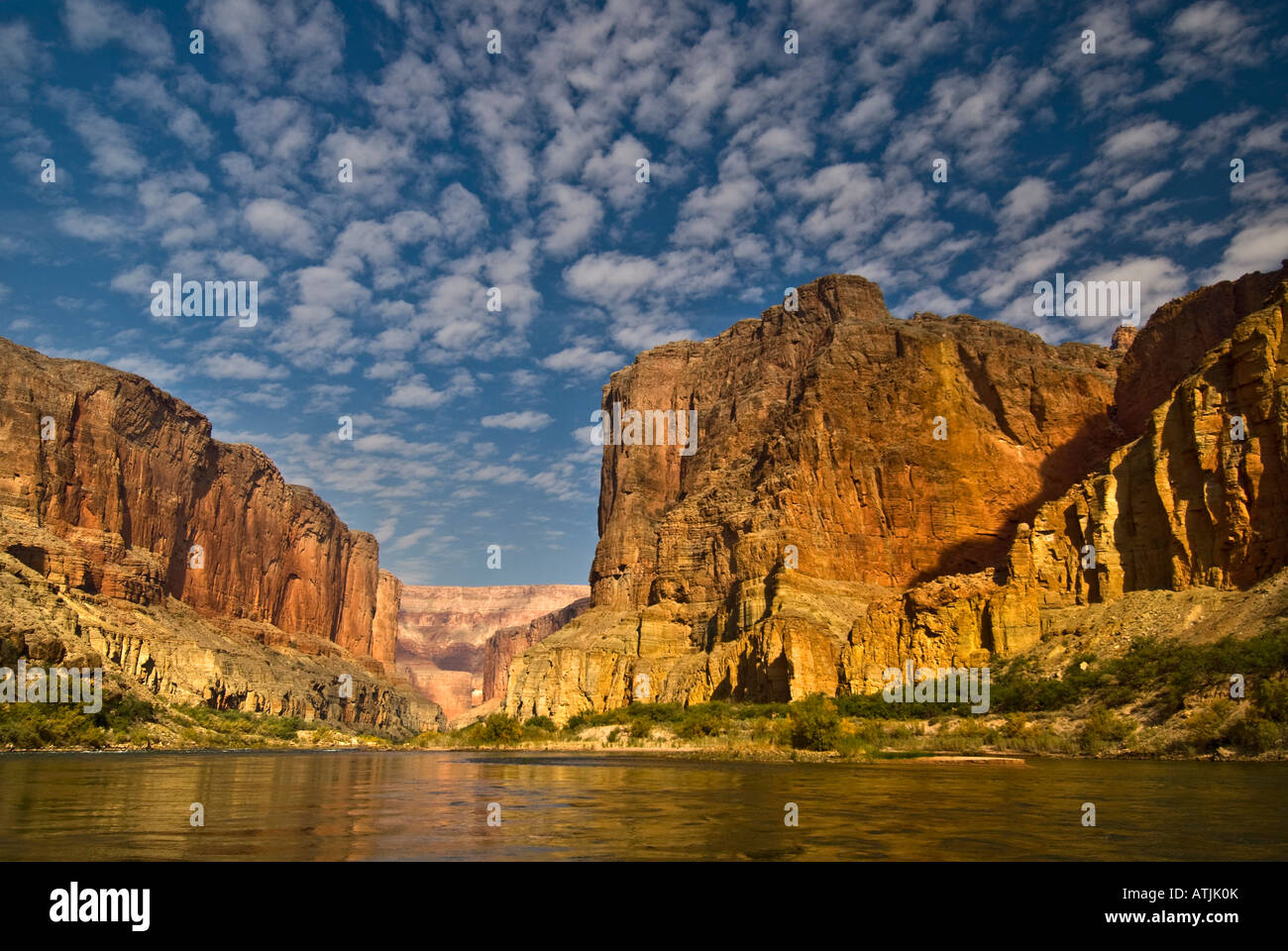Scenery along the river while rafting the Colorado River in the Grand Canyon National Park Arizona Stock Photo