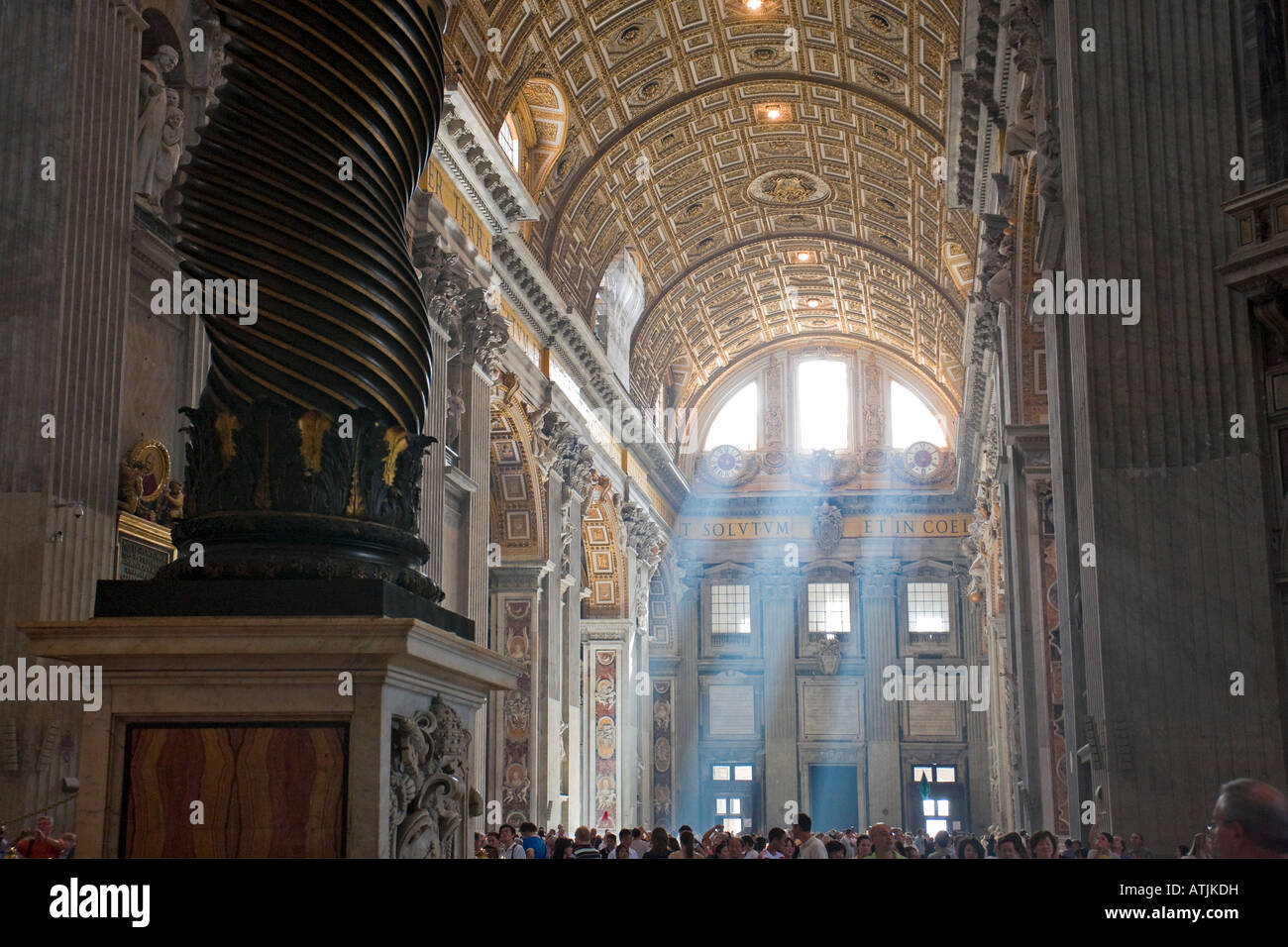 Detail of Bernini s Baroque baldachin St Peter s Basilica Rome Italy Stock Photo