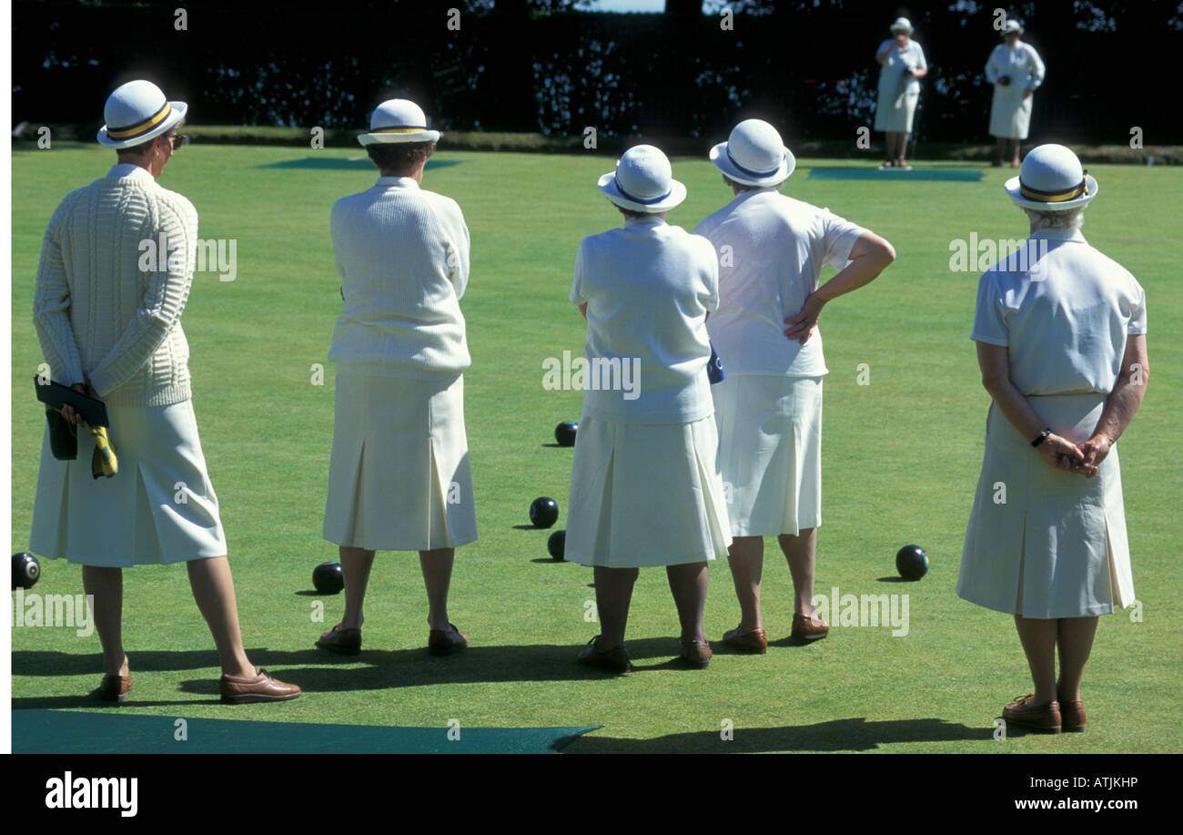 ladies bowling team, Ventnor Bowling Green Isle of Wight England Stock Photo