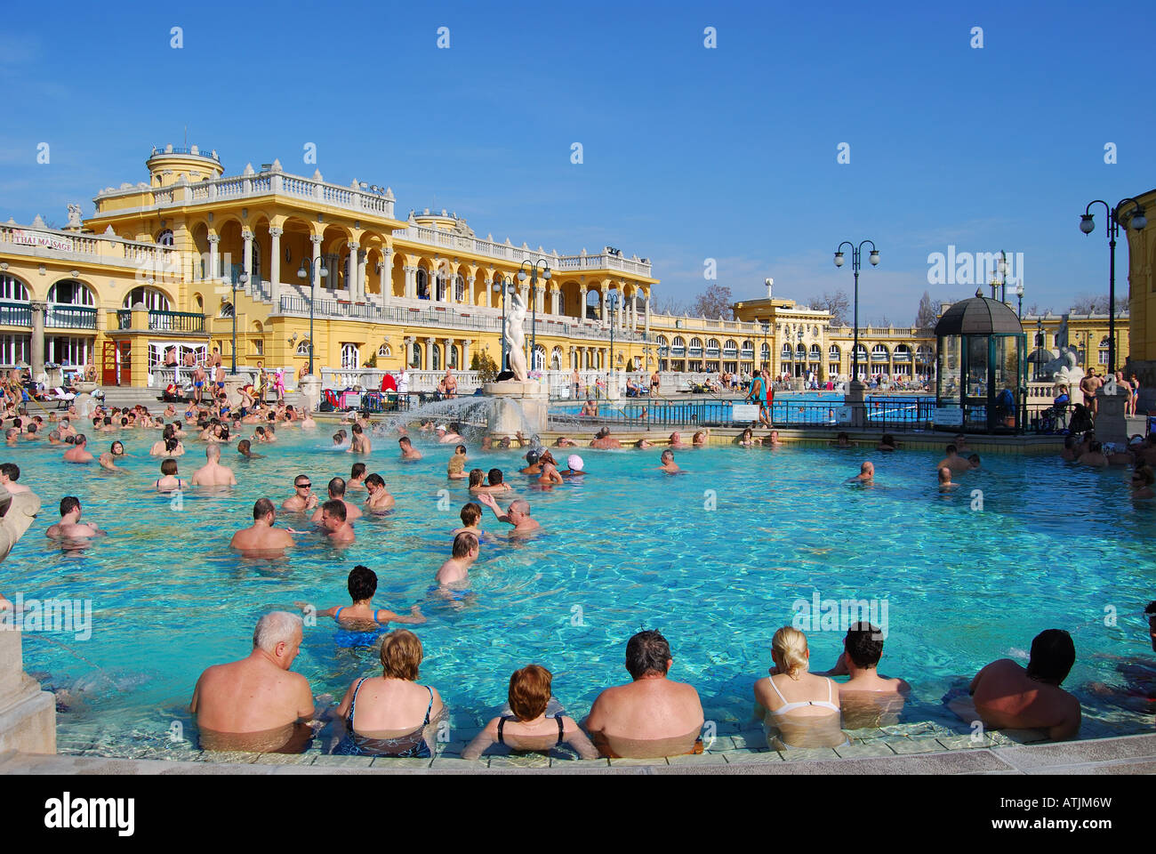 Outdoor thermal pools, Szechenyi Baths, Varosliget, Pest, Budapest