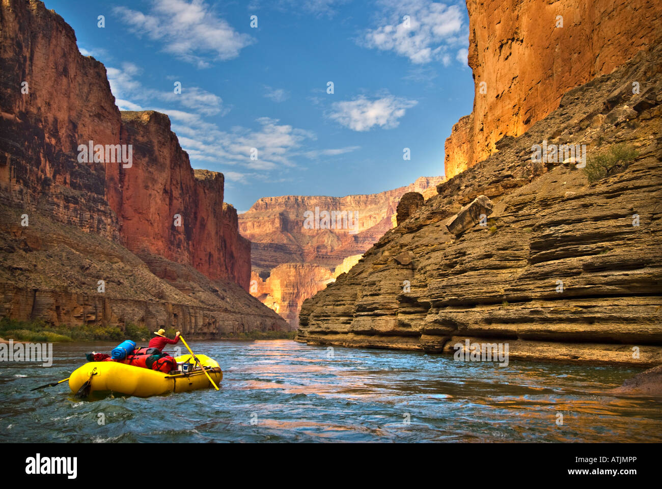 Rafting the scenic Colorado River in the Grand Canyon National Park ...