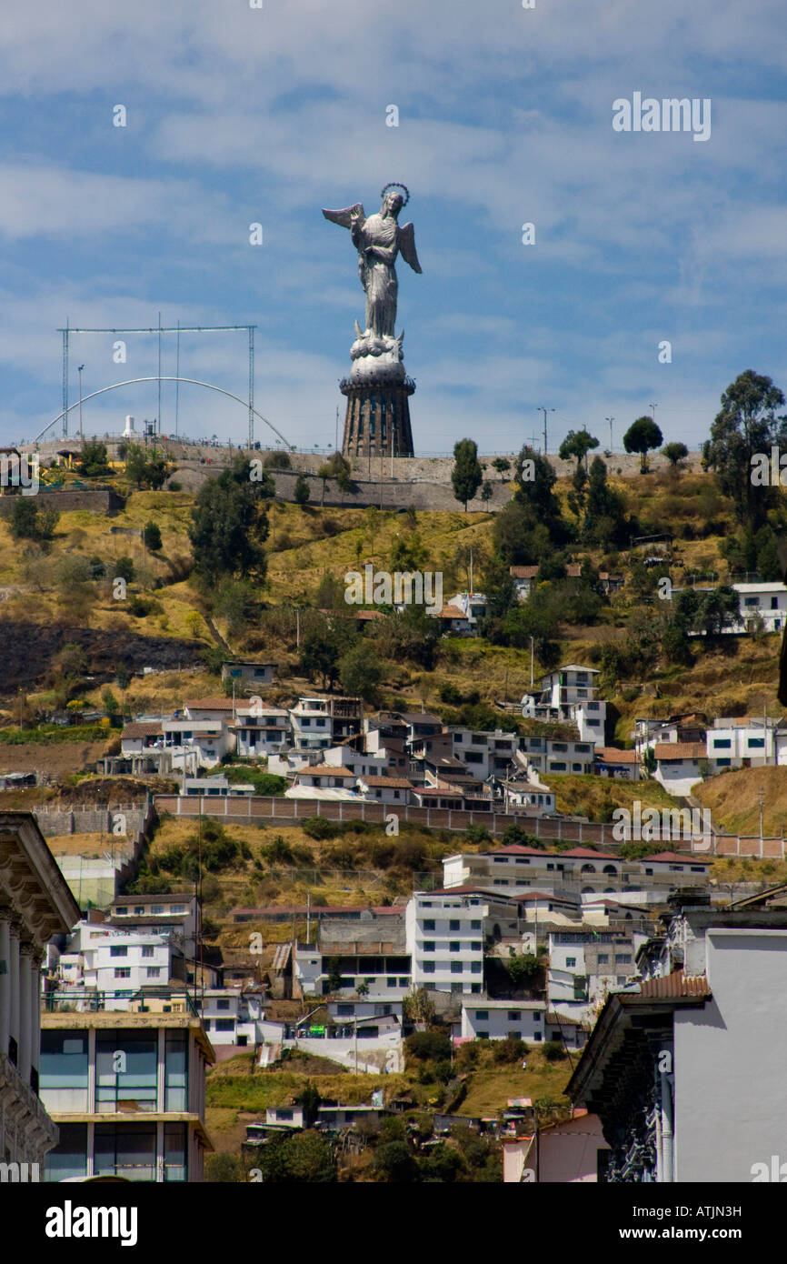 The statue of the Angel of Quito Virgen del Panecillo dominates above