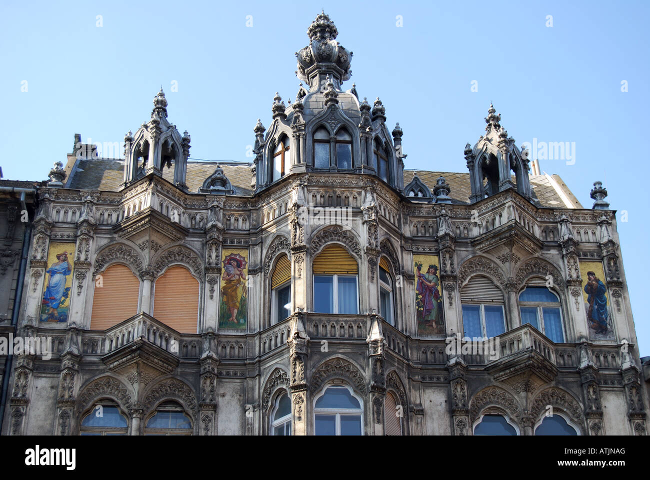 Elaborate building architecture, Muzeum krt, Pest, Budapest, Republic of Hungary Stock Photo