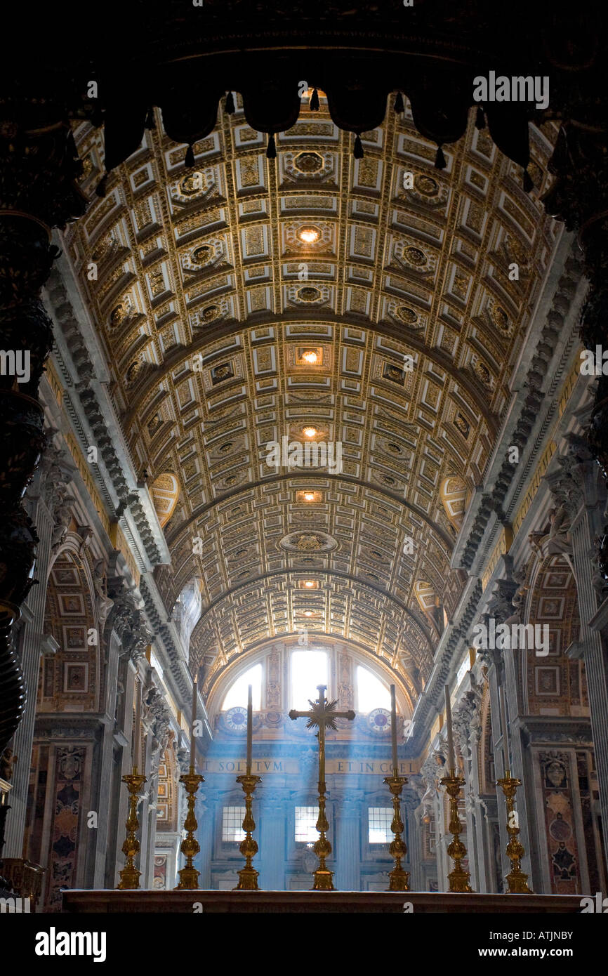 Detail of Bernini s Baroque baldachin St Peter s Basilica Rome Italy Stock Photo