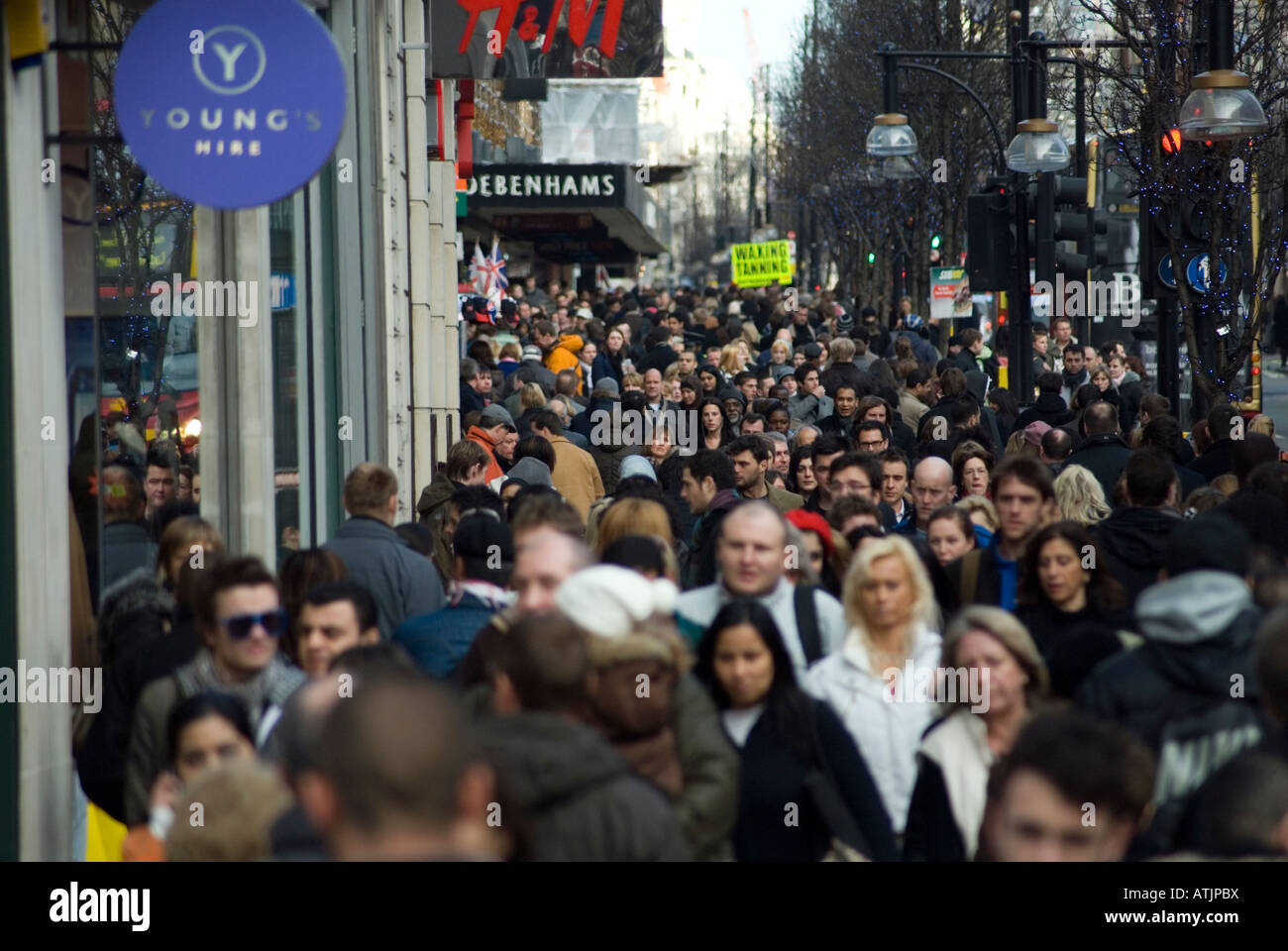 Crowds of shoppers on Oxford Street, London, England, UK Stock Photo