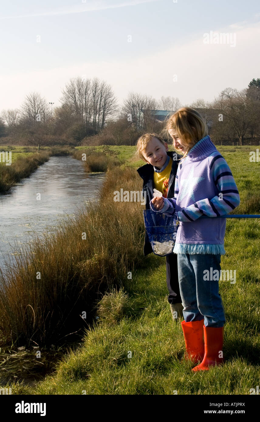 Pond dipping at Lewes Railway Land nature reserve Stock Photo Alamy