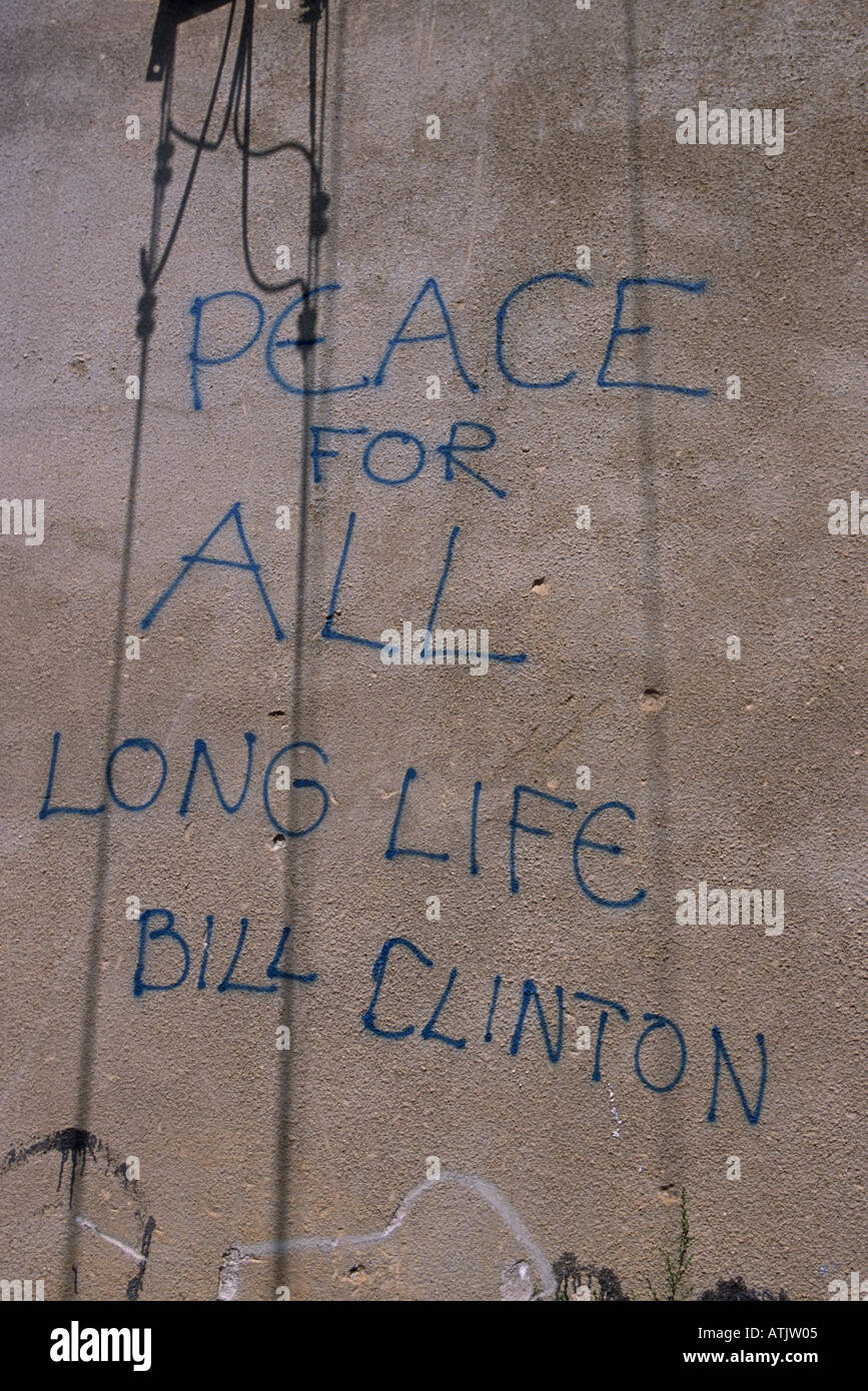 A Pro American graffiti on the streets of Kosovo Stock Photo