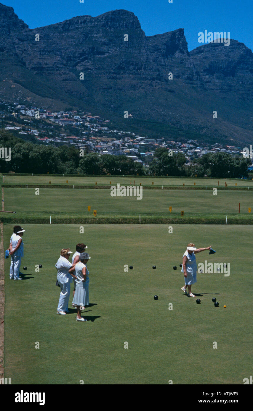 Elderly women playing lawn bowling in cape town Stock Photo Alamy
