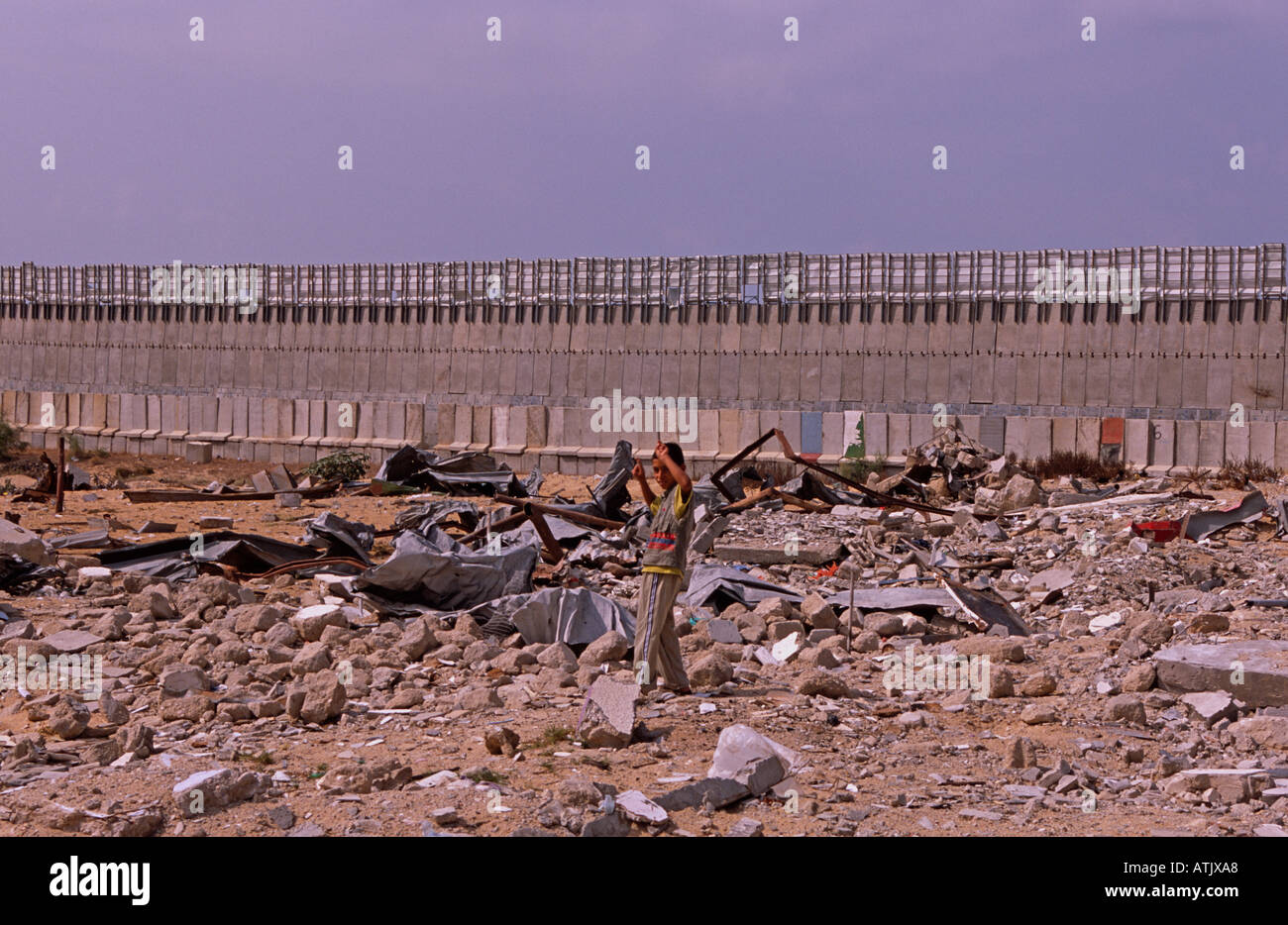 The security wall along the Gaza Strip parallel to the border with Israel Stock Photo