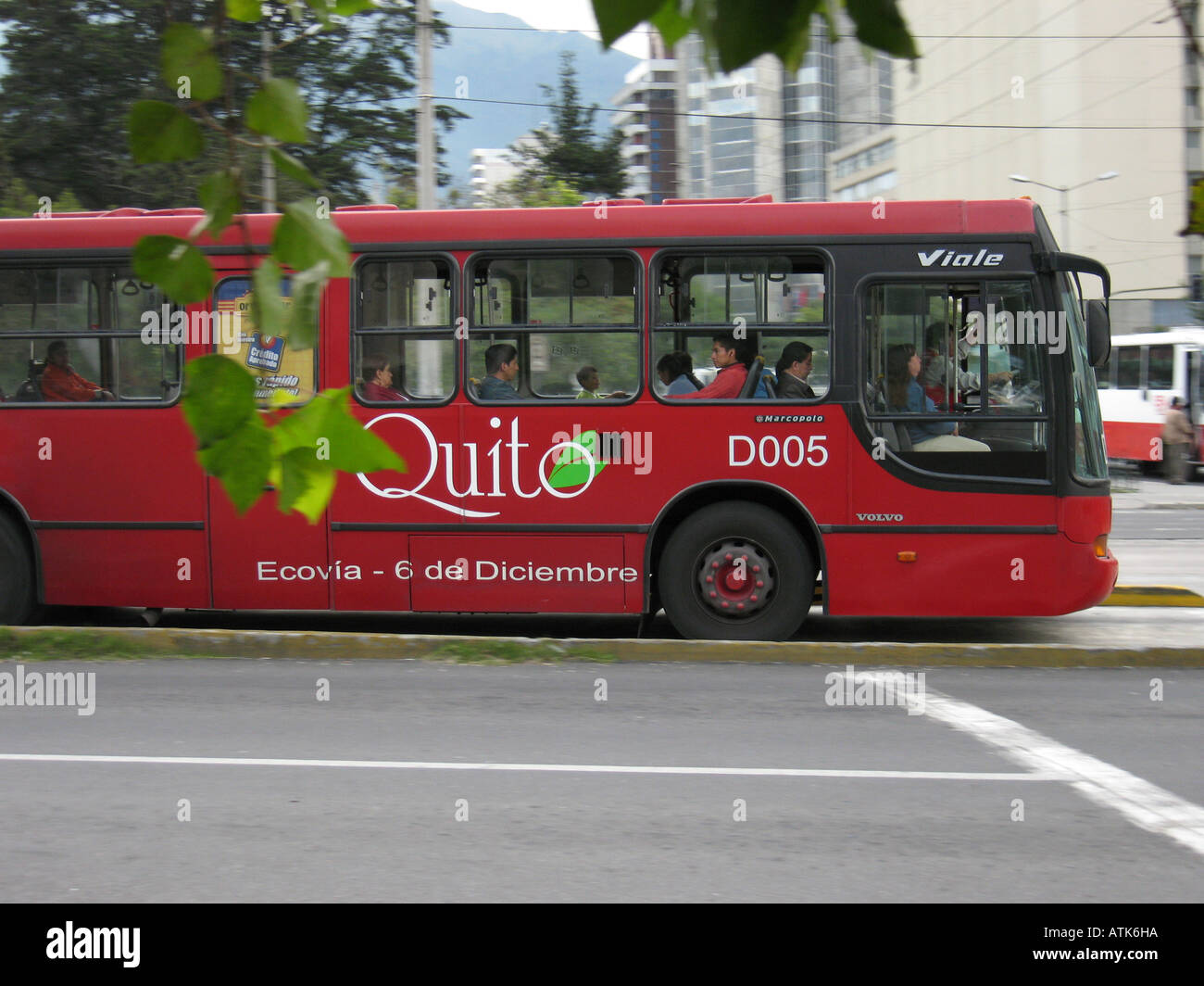 Red Bus in Quito Ecuador South America Stock Photo