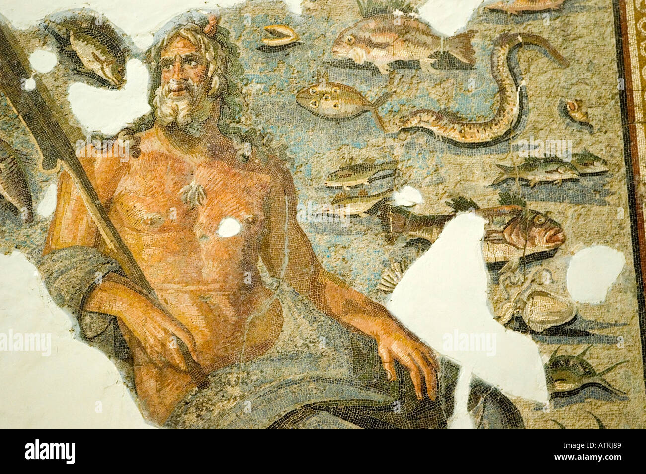 Oceanus, son of Uranus, mosaic from 2nd second century AD, Hatay Museum, Antakya, Turkey, Middle East. DSC 6399 Stock Photo